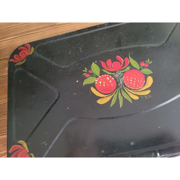 Vintage Toleware Metal Tin Storage box Folk Art - Picture 4 of 8